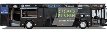 Keleivinis autobusas konvertuotas į food bus arba food truck