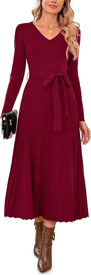  Midi Knitted Pleated Dress