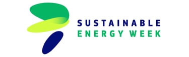 a green and blue logo with the words sustainable energy week
