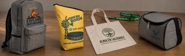Regalos corporativos personalizados para empresas con mochilas, yerberos, bolsas ecológicas y productos promocionales.