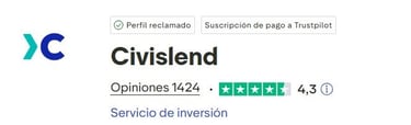 Opiniones y puntuación civislend en trustpilot