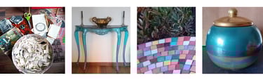 collage patines mosaïque et création d'objets décoratifs