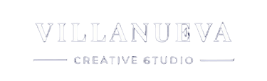 Logotipo de Villanueva Creative Studio con tipografía serif minimalista y líneas finas