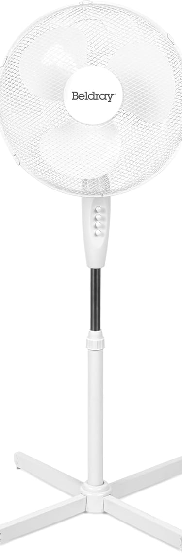 a white table top fan with a white fan