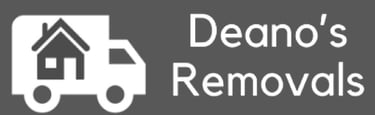 deanos removals white logo