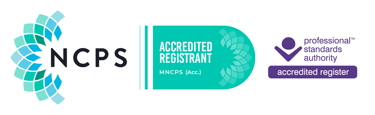 National Counselling Society logo. The logo links to the counsellors verification page.