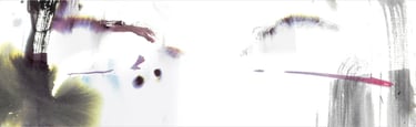 Yuge Kurt, fragment of watercolor painting in art gallery. Calligraphy. Jewel tones with neutrals
