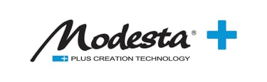 a logo for modesta plus 