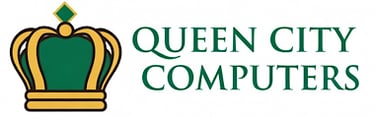 Queen City Computers logo depicting a queen's crown for Burlington VT, the Queen City