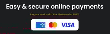 Visa Mastercard and Amex accepted