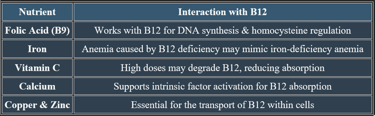 Cobalamin Nutrient Interactions