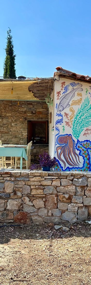 Muurschildering vakantiehuisje Samos