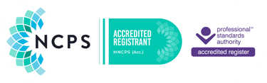 National Counselling Society logo. The logo links to the counsellors verification page.