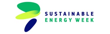 a green and blue logo with the words sustainable energy week