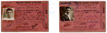1920s Licence De Basket-Ball French Basketball Players Vintage Athletics Federation Licences