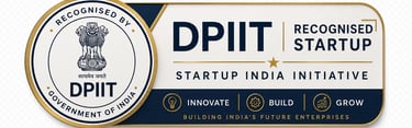 Premium corporate badge displaying Tanori Hair LLP as a DPIIT Recognised Startup under the Startup India initiative.