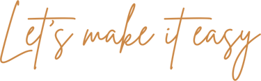 Elegant orange cursive text reading 'Let's make it easy' isolated on a solid black background.