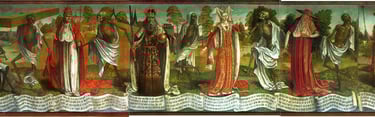 Danse macabre scene in St. Nicholas' Church, Tallinn (Late 15th century).