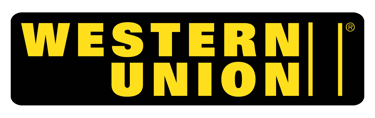 a western union logo on a black background