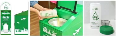 店内の廃食用油回収ボックスに、家庭から持参した使用済み食用油を注ぐ様子|堺市のニュースならサカイタイムズ