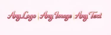 Custom 3D pink cursive text logo design reading Any Logo Any Image Any Text on white background.