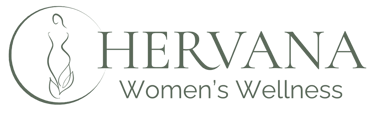 Hervana Women's Wellness logo featuring a green outline of a female figure and leaves.