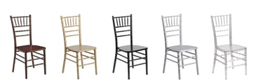 Event rental - Chiavari Chairs with different colors Gold Black, Silver Clear Mahogany