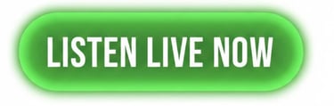 Glowing green pill-shaped button with white text reading Listen Live Now for streaming audio.