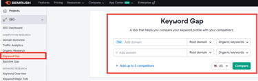 Keyword gap