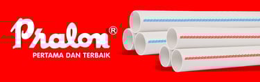 a group of three white pipes with the words prallon on them pipa pralon biru dan merah