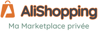 logo alishopping + slogan "ma marketplace privée"