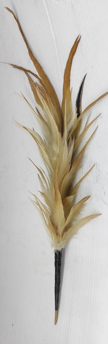 "Handcrafted tribal hair ornament with colorful bird feathers–eco-friendly accessory-Sent overseas"