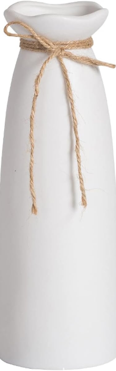 White Ceramic Vase for Dried Flowers – Minimalist Scandinavian Kitchen Décor