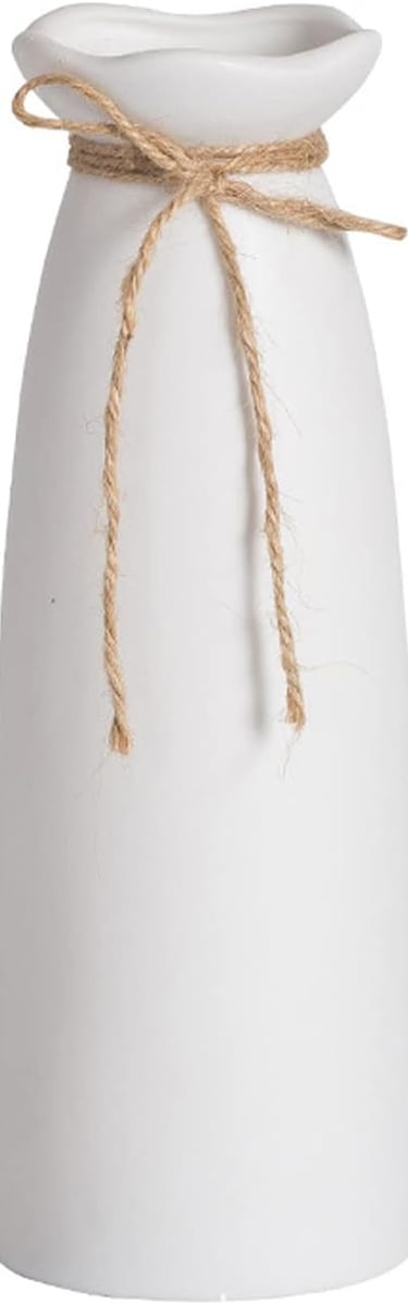 White Ceramic Vase for Dried Flowers – Minimalist Scandinavian Kitchen Décor