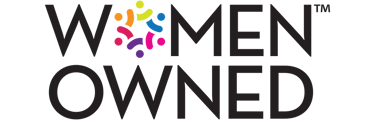 a woman's logo with the words women owned