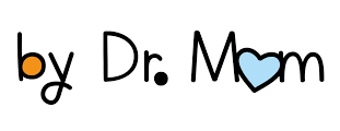 logo with cursive writing saying by dr. mom