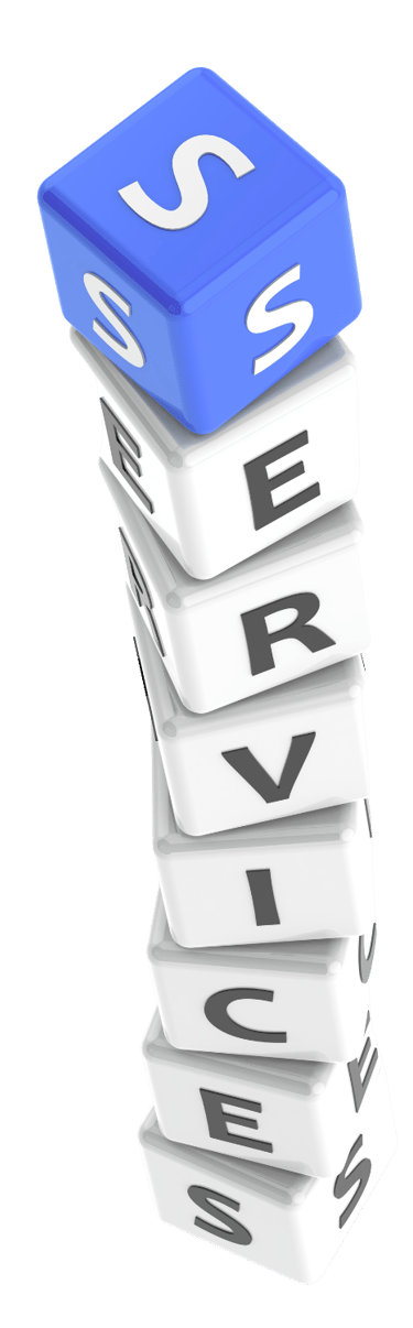 Tower of dice spelling SERVICES - Symbolising ADHD Virtual Assistant service options