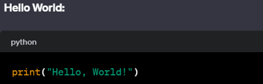 hello World python cod