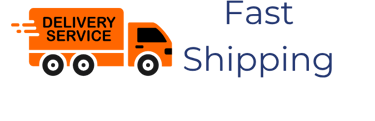 Orange delivery service truck icon with fast shipping text for logistics and courier services.