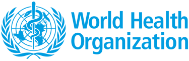 the world health organization logo on the side of a blue and white logo