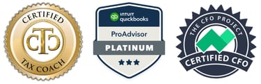certifications for Certified Tax Coach, QuickBooks ProAdvisor, Certified CFO