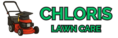 a lawn mowering with a graduation cap on it with the text "Chloris Lawn Care"