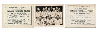 Vintage 1923 Famous Football Teams cards for Hull City and Swansea Town from Pluck magazine.