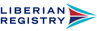 Official Liberian Registry logo featuring blue text and a stylized multi-colored triangle icon.
