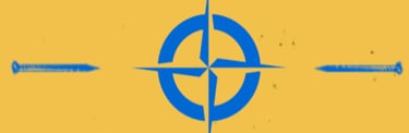 a compass - shaped object with nails pointing to the center