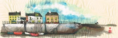 The quay, Appledore | Part 3 of 3 | mixed media on rice paper