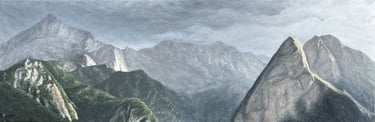 Tableau peinture à l'huile - Orage sur les Alpes bavaroises