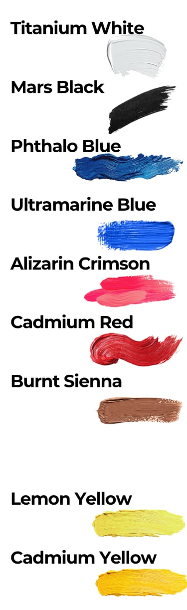 Acrylic painting basic colours