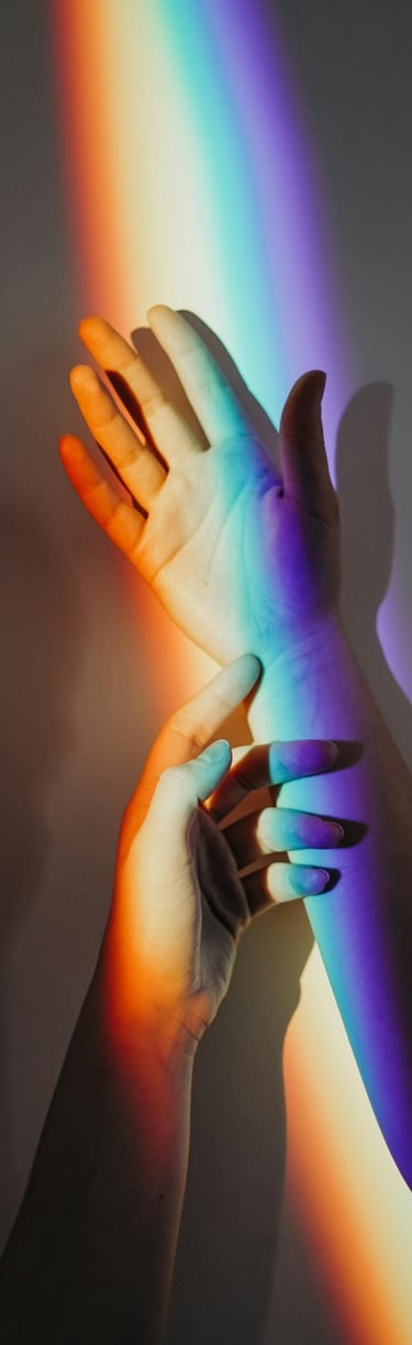 Rainbow of light showing different colours on the spectrum