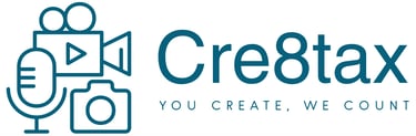 Cre8tax logo with content creation devices